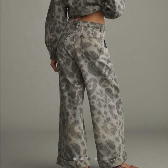 Pilcro Gray Leopard-Print Wide-Leg Jeans - Picture 3 of 5